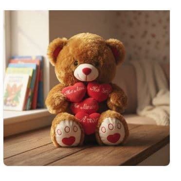 Urso De Pelúcia Com 4 Corações Vermelhos Dia Dos Namorados