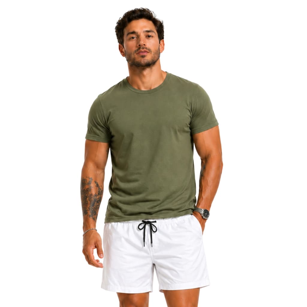 Conjunto Praia Masculino Camiseta Basica + Short Tatcel Premium Casual