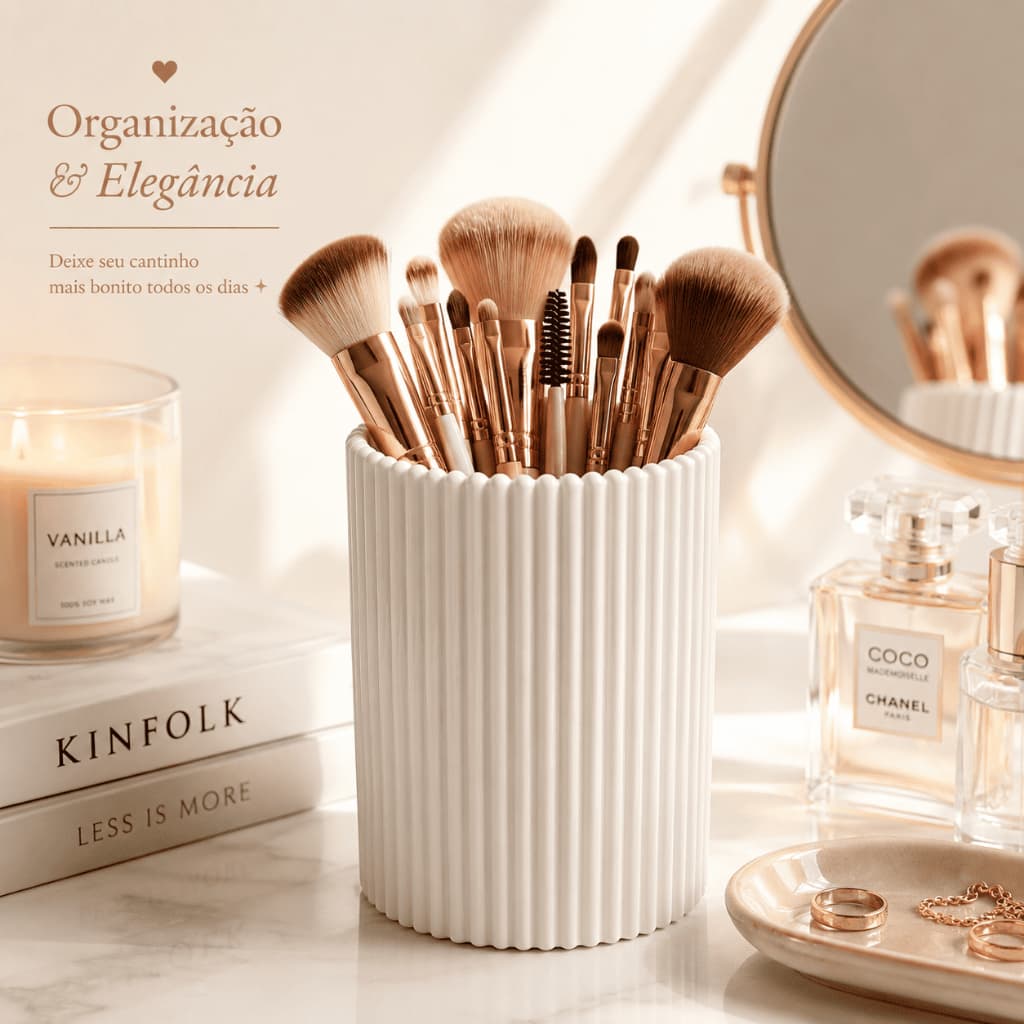 Porta Pincel Maquiagem Caneta Organizador Decorativo Elegante Bancada