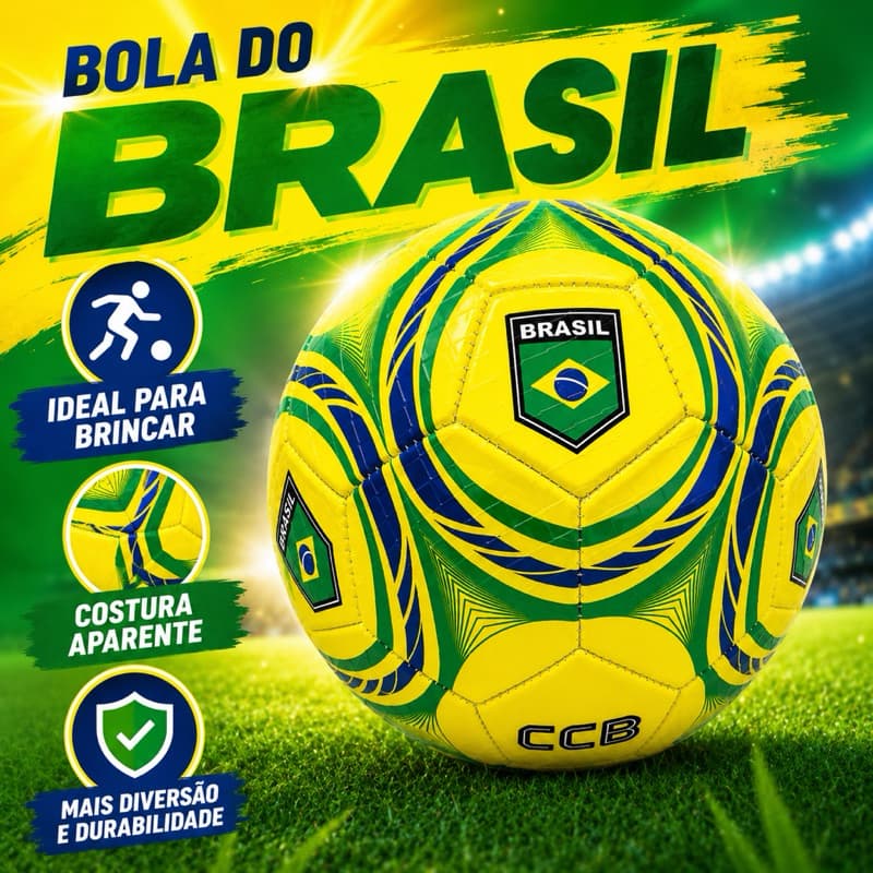 Bola de Futebol, Copa do Mundo 2026, estilo Brasil Verde e Amarela Costura Reforçada e Alta Durabilidade