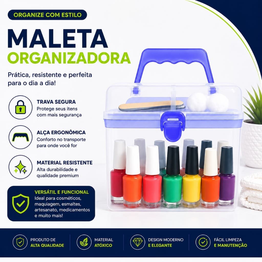 Caixa Organizadora com Alça Reforçada Cor Roxa – Prática e Versátil