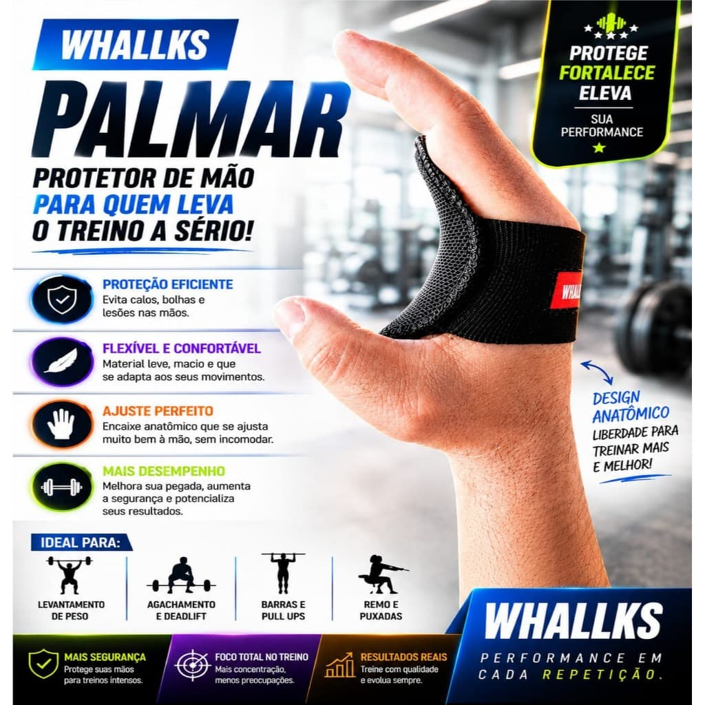 Luva Treino Academia Palmar Protetor Ajustável com Elastico Reforço Palmar Aderente resistente