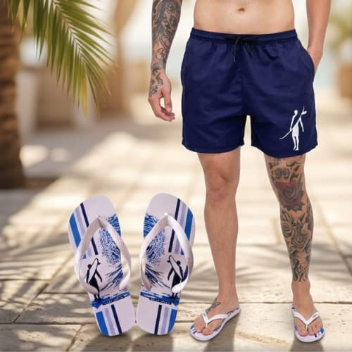 Kit Verão Masculino Short Tectel + Chinelo Estampado Praia Onda Perfeita Lançamento Exclusivo Envio Rapido