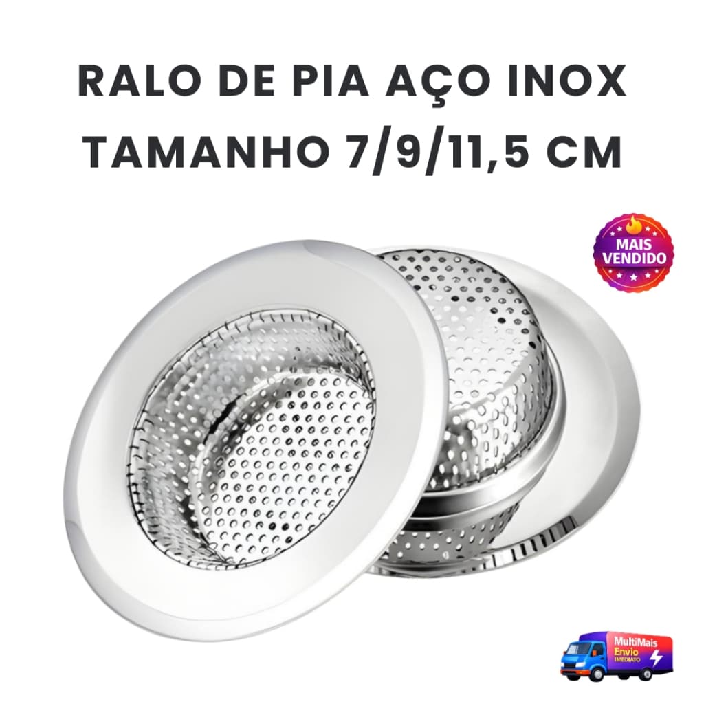 Ralo de Pia Inox 7cm 9cm 11,5cm Anti Entupimento Ralinho Cozinha Aço Inoxidável Resistente