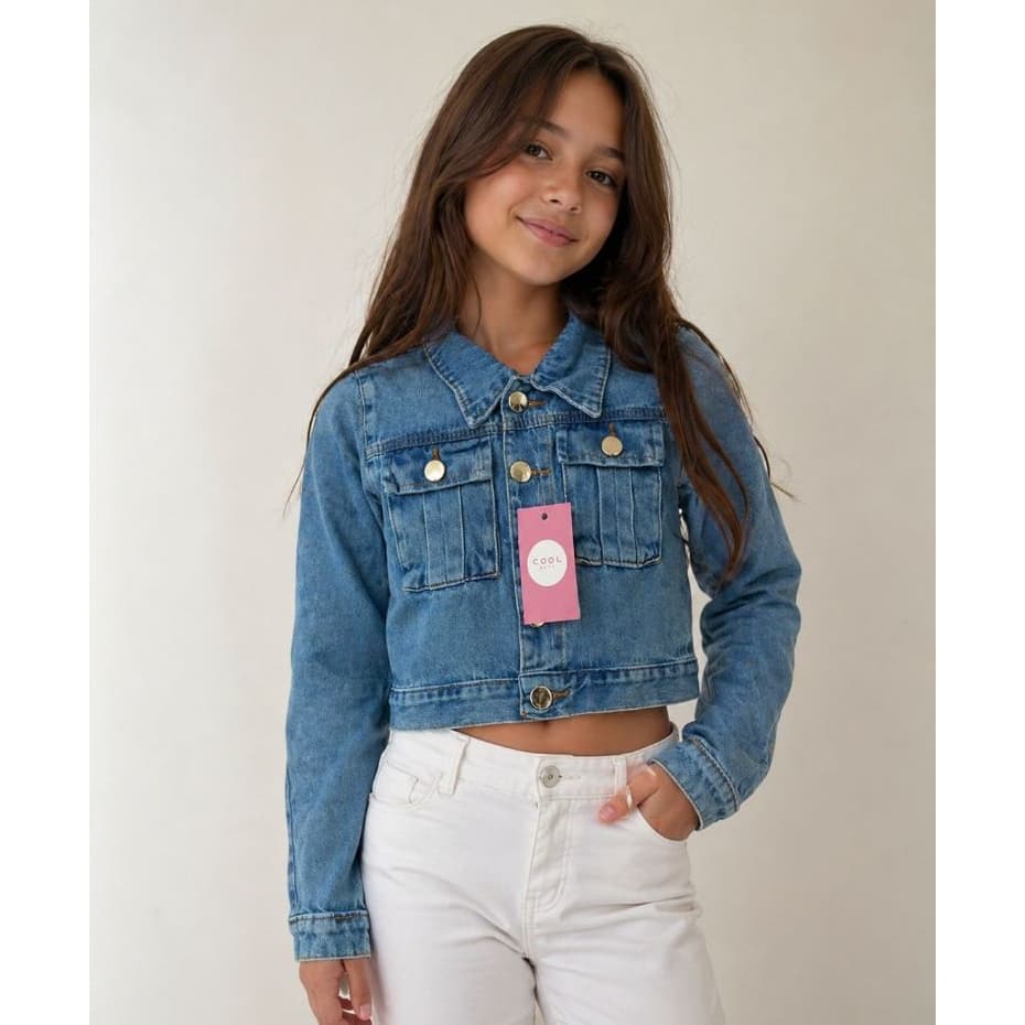 Jaqueta Jeans Infantil Menina  4 ao 16 Anos Jaqueta Jeans Juvenil Feminina