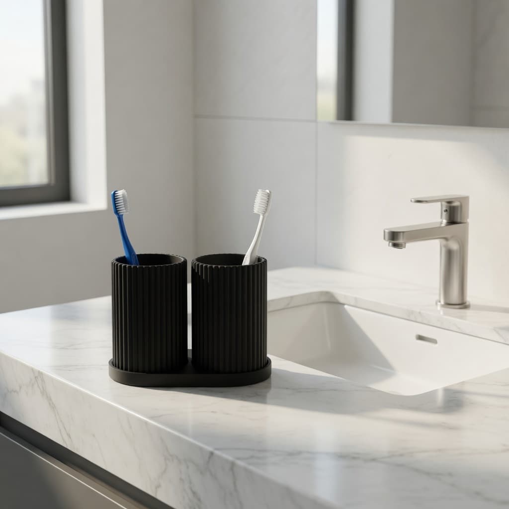 Porta Escova Dente Duplo | Organizador de Banheiro | Suporte Banheiro | Organizador Moderno para Banheiro