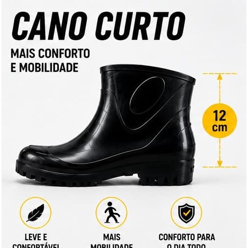 Galocha Bota Preta Cano Curto Impermeável Antiderrapante Limpeza Cozinha Industrial Envio Rápido !
