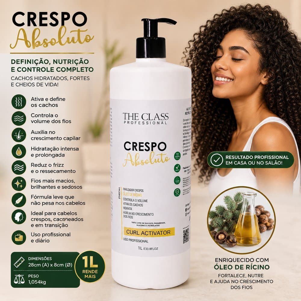 Creme Para Cabelo Finalizador Crespo Absoluto 1L Profissional Ativador de Cachos