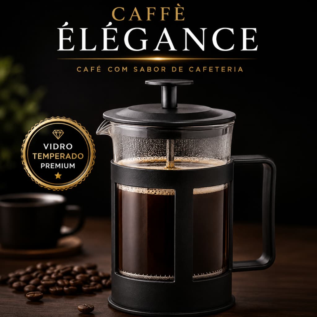 Cafeteira Francesa Prensa Francesa 300ml Vidro Temperado Filtro Inox Café Gourmet Premium