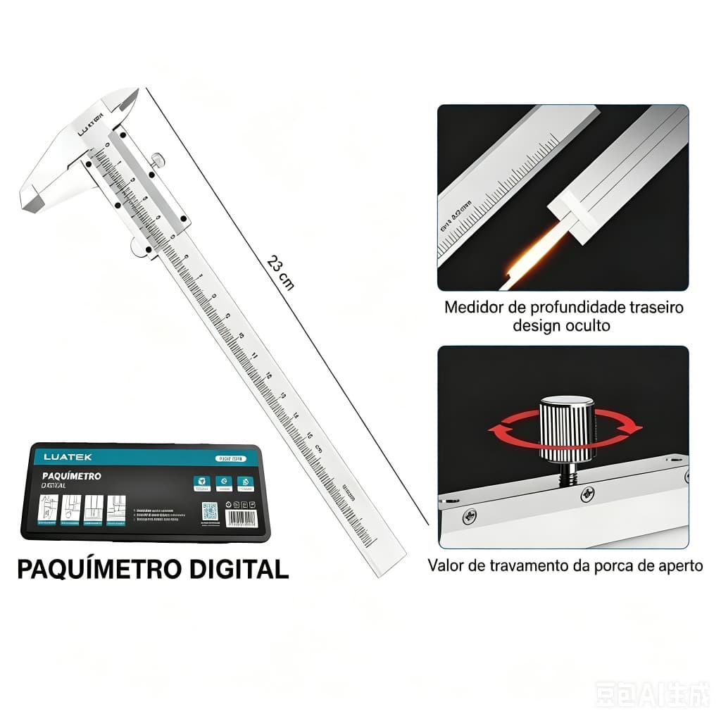 Paquímetro vernier de alta precisão em aço inoxidável, instrumento de medição universal de 150 mm para uso industrial.