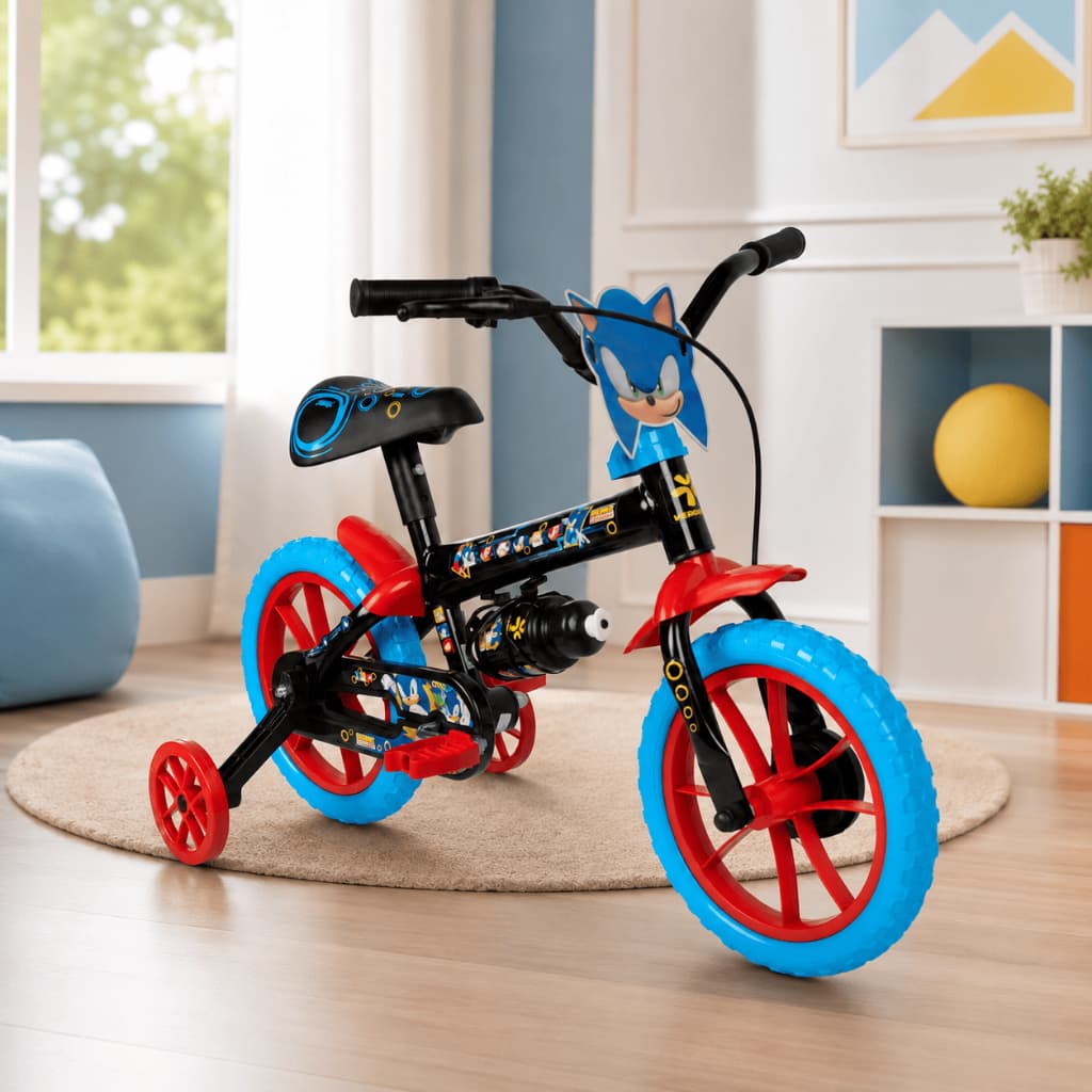 Bicicleta Infantil Aro 12 Sonic Com Rodinhas Menino Original