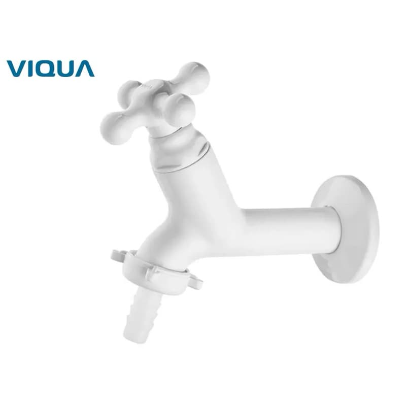 Torneira ABS Viqua Maruja Branca 10cm para Tanque Lavanderia Área de Serviço Resistente Durável