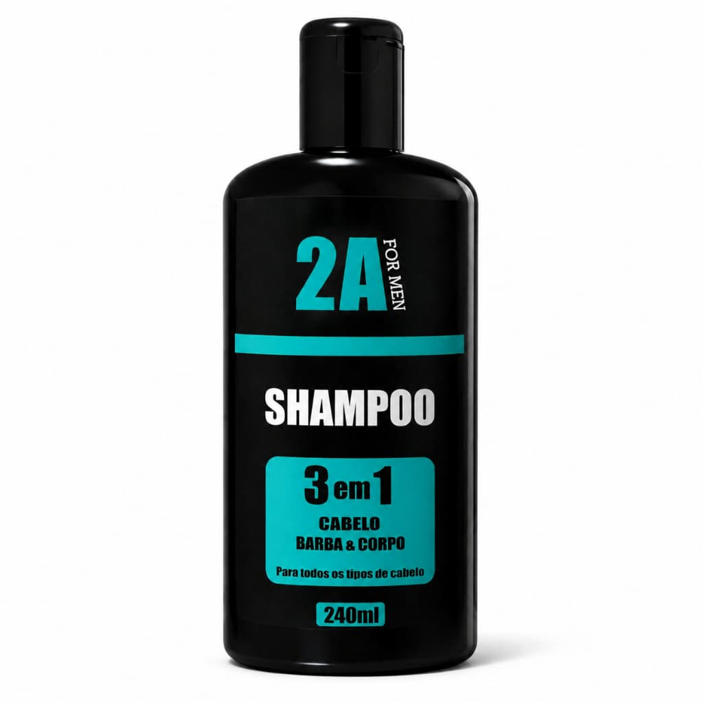 Shampoo Masculino 3 Em 1 2A For Men Cabelo Barba Corpo Limpeza Completa Frescor e Hidratação