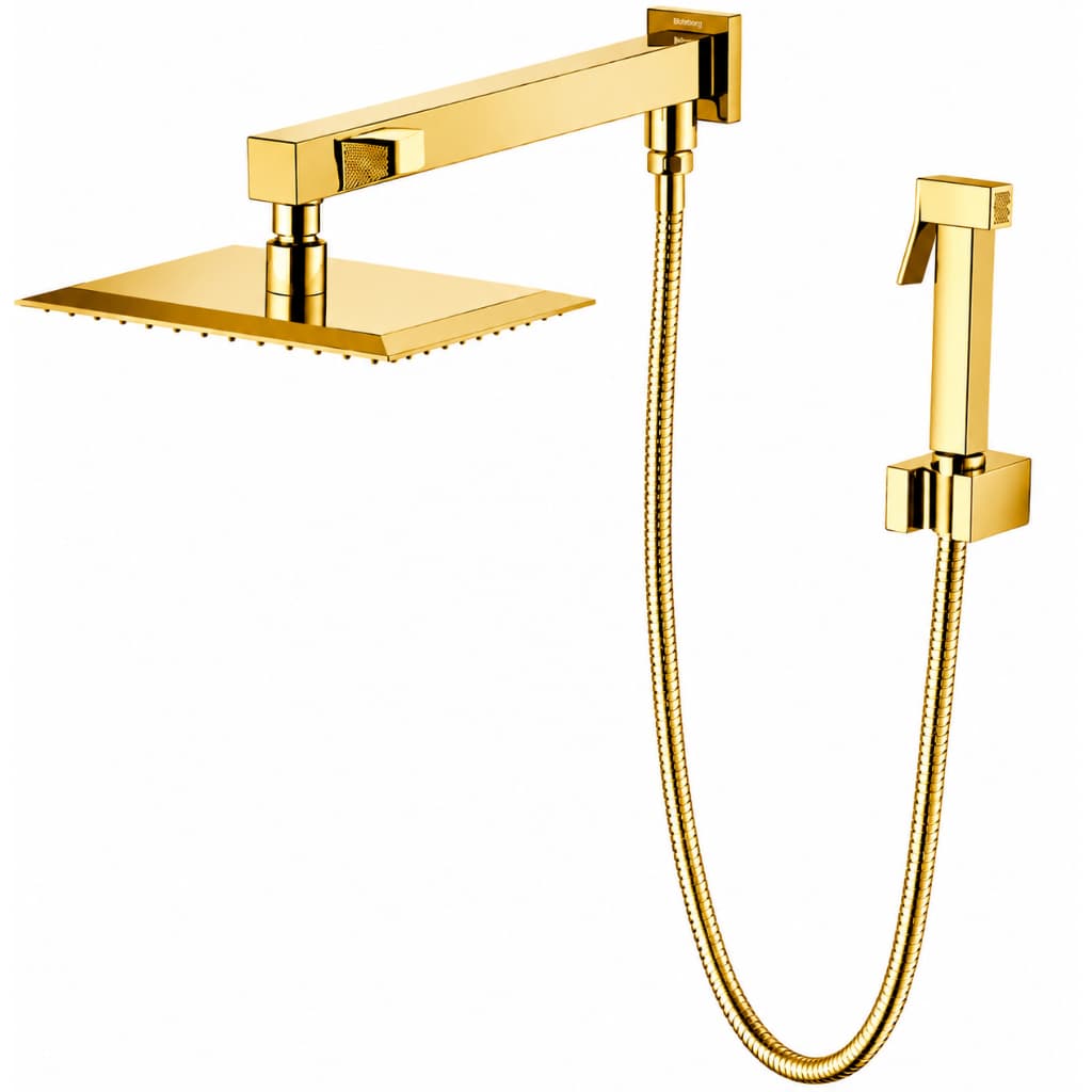 Ducha Slim Quadrada 30cm. Com Desviador Dourado Brilhante