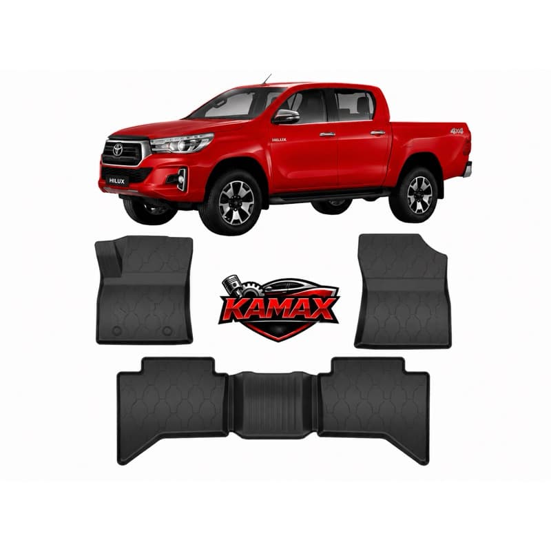 Tapete Bandeja Toyota Hilux cabine dupla 2016 a 2026- KIt 5 Peças em TPE Premium