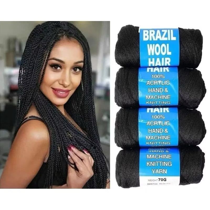 2 Pacotes Fio Panamá Importado – 70g para Tranças Box Braids e Dreads, Cor Preto + BRINDE
