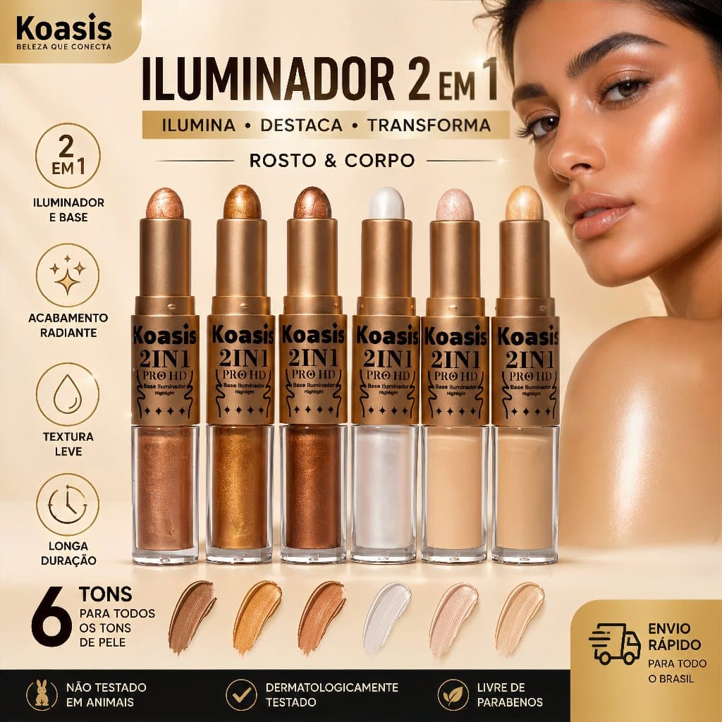 Base Iluminadora Koasis 2in1 Pro HD - Partículas Refletoras de Luz Acabamento Natural