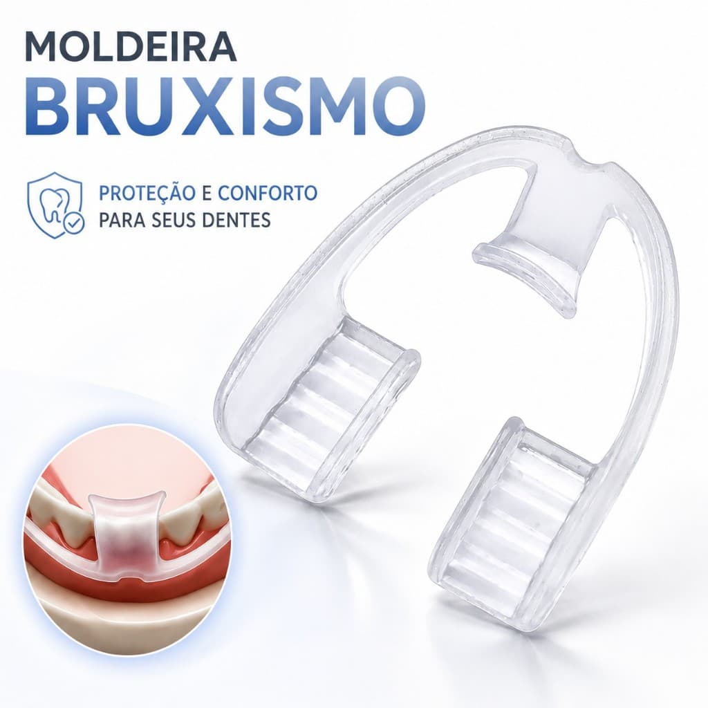 Moldeira Bruxismo Ranger Dentes Protetor Bucal Ajustável Confortável Apneia Ronco Qualidade vida