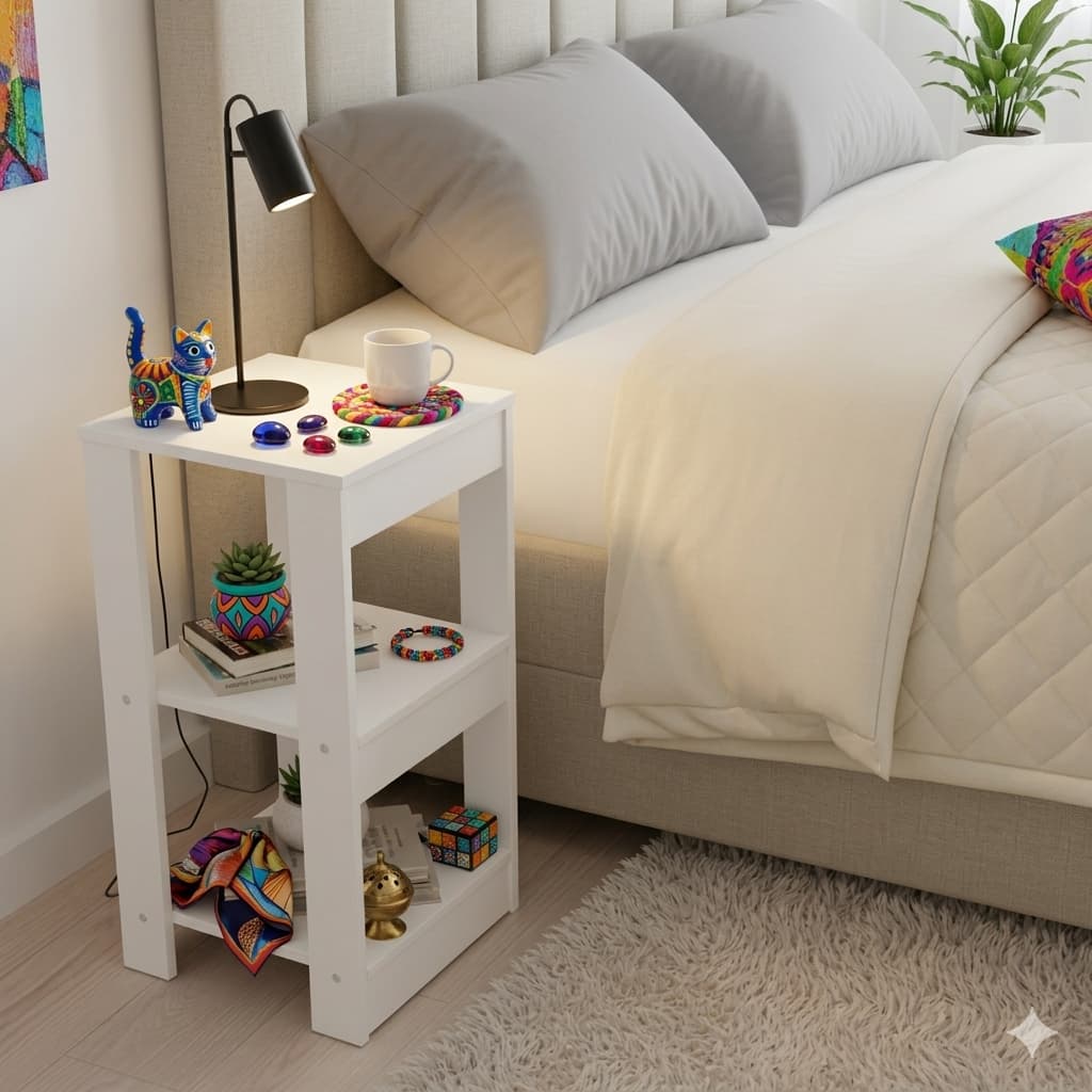 Mesa Cabeceira Criado Mesa Apoio Canto Lateral Estilo Industrial Nicho Prateleira para Quarto Sala Escritorio Cama
