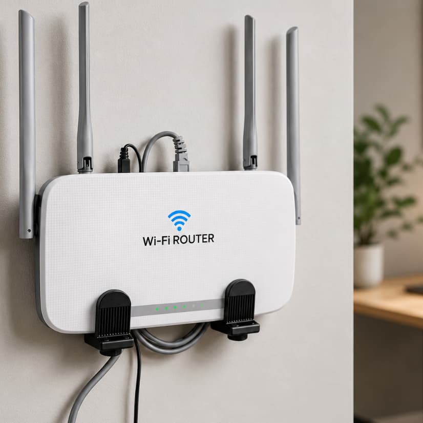 Suporte Roteador Modem WiFi Regulável Parede Fixação Dupla Face 3M Preto