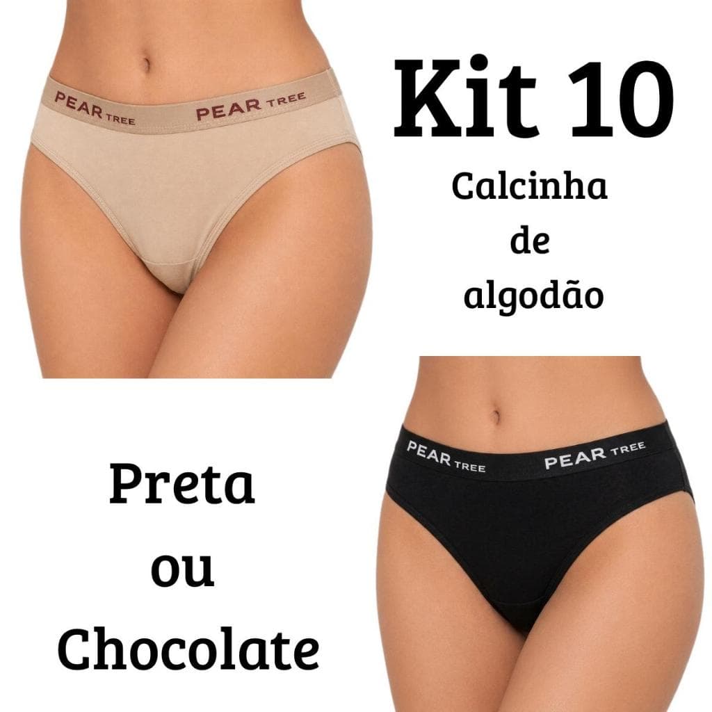 kit 10 Calcinha Preta ou Calcinha Bege Tanga Cós Alto Conforto Algodão Calcinha Cós kit 10