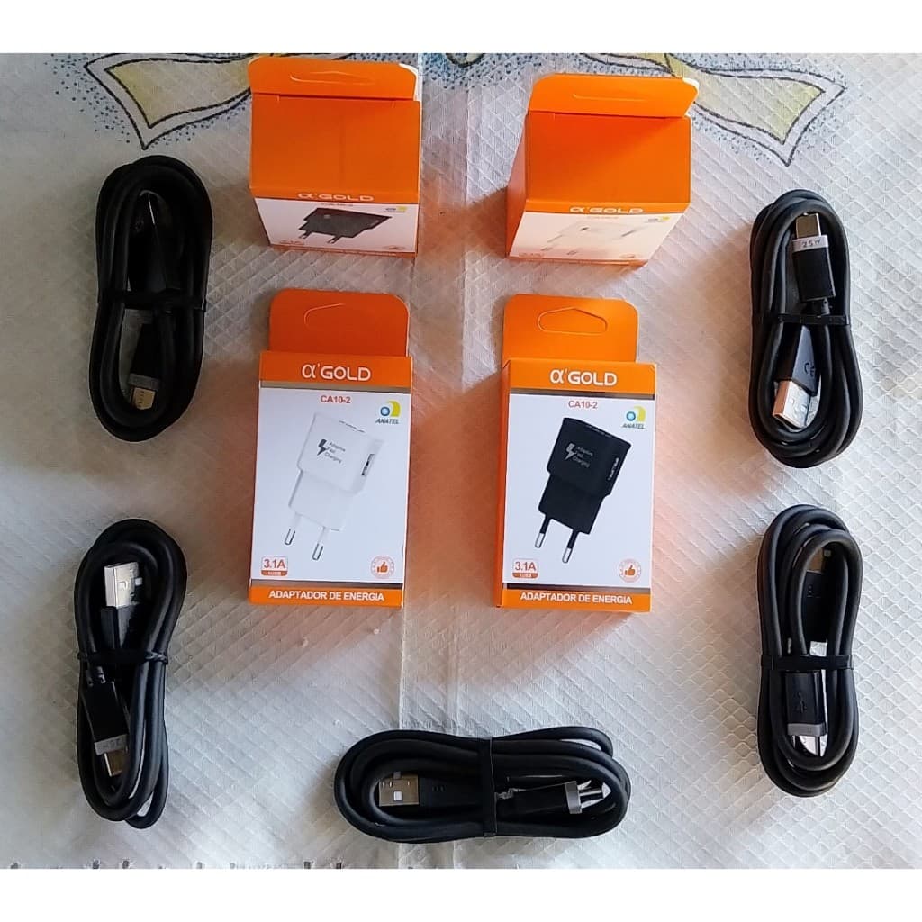 Kit Fonte Carregador USB 3.1A + Cabo Tipo C Turbo
