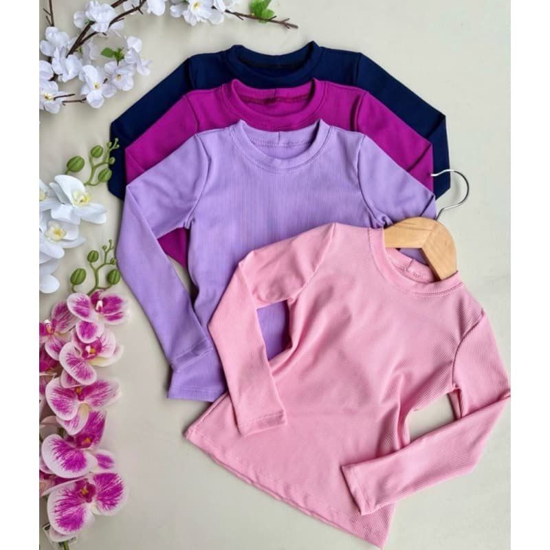 Blusa feminina Infantil Juvenil Manga longa básica lisa ribana flanelada quentinha inverno