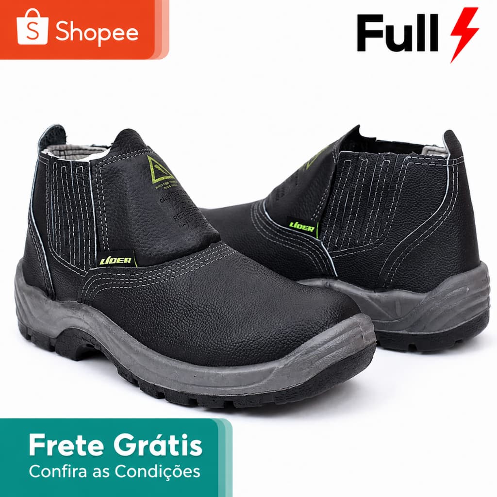 Botina de Segurança Eletricista Bico Composite Antiderrapante Couro Relax Cartom EPI Resistente