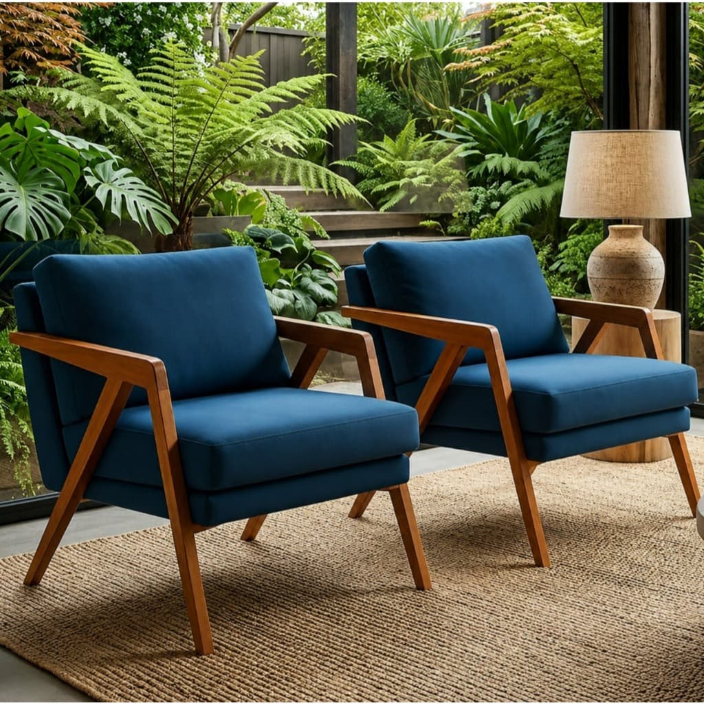 Conjunto 2 Poltrona - Elegância em Cada Detalhe Poltrona Mona com Pés em Madeira Maciça