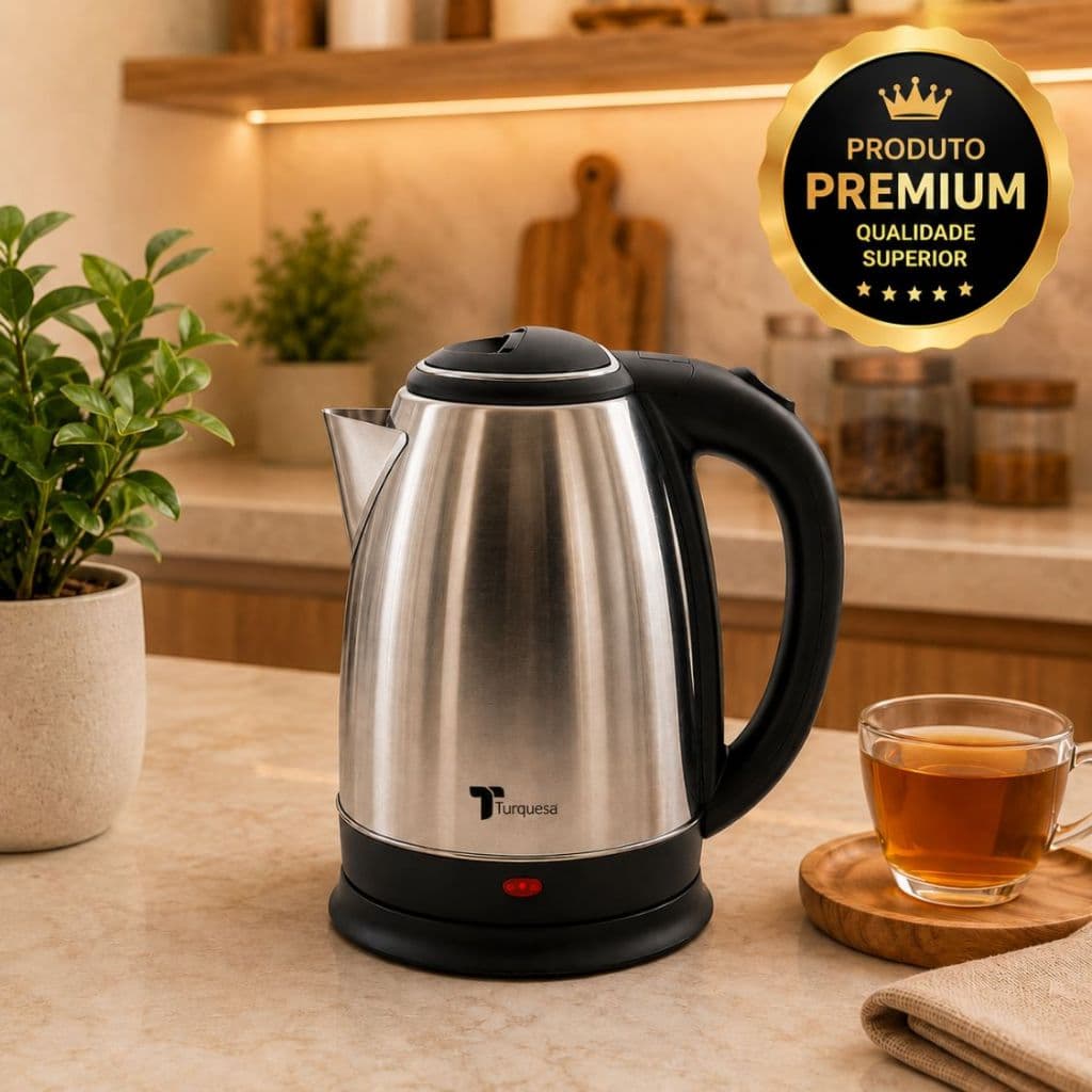 Chaleira Leiteira Elétrica 1,8 Litros Jarra Garrafa Bule Inox 220v Desliga Automático