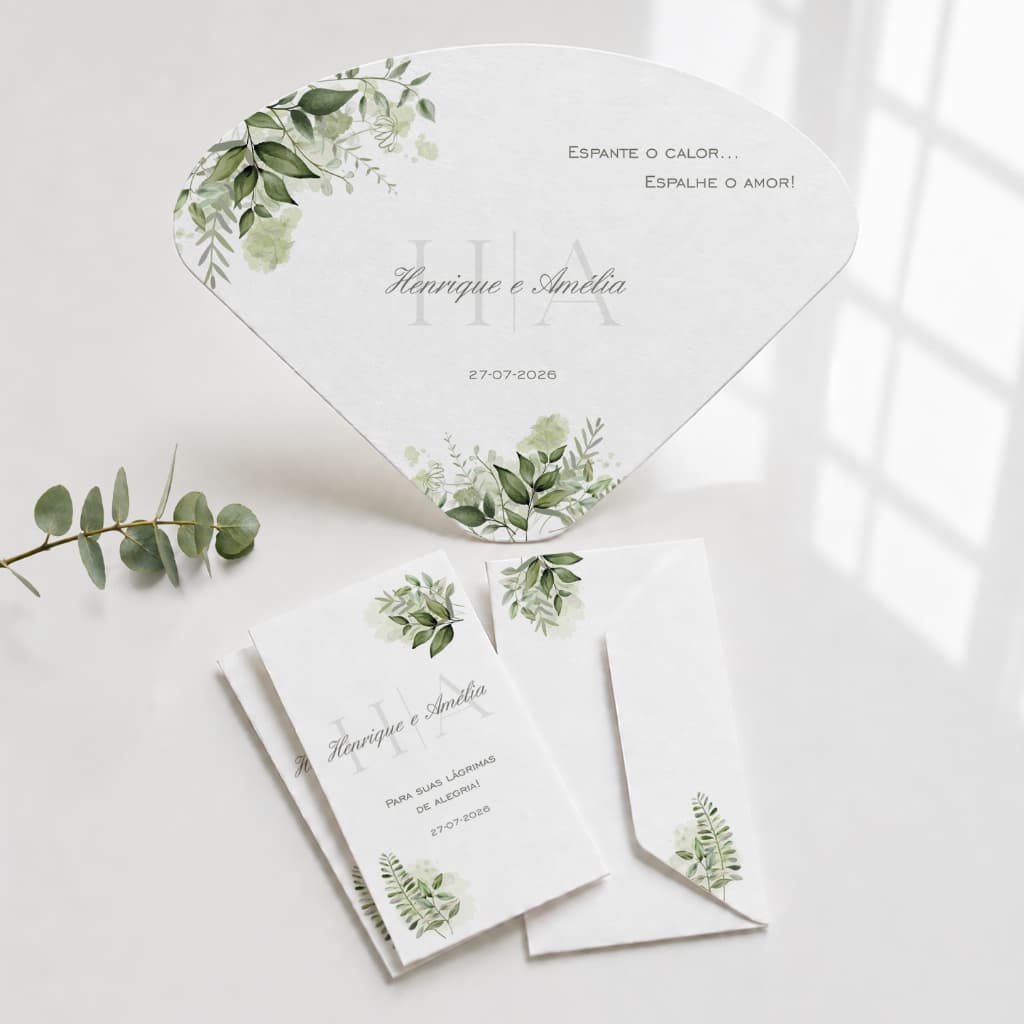 Kit Lágrimas de Alegria e Ventarolas Leques Personalizado Casamento Presentes Minimalista (9dias úteis de produção)