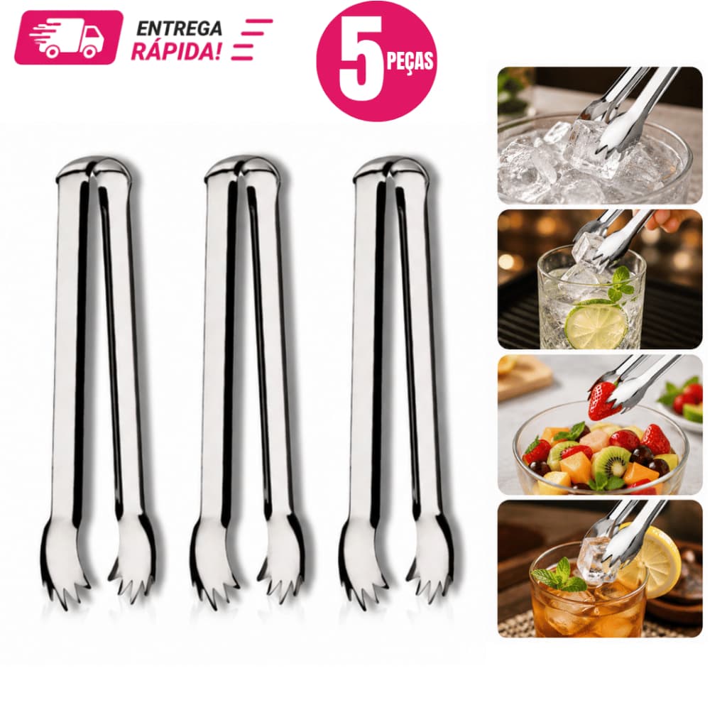 Jogos Mini Pegador de Carne 12,5 cm 100% Inox Churrasco Gelo para Churrascaria Cozinha Restaurante Drinck