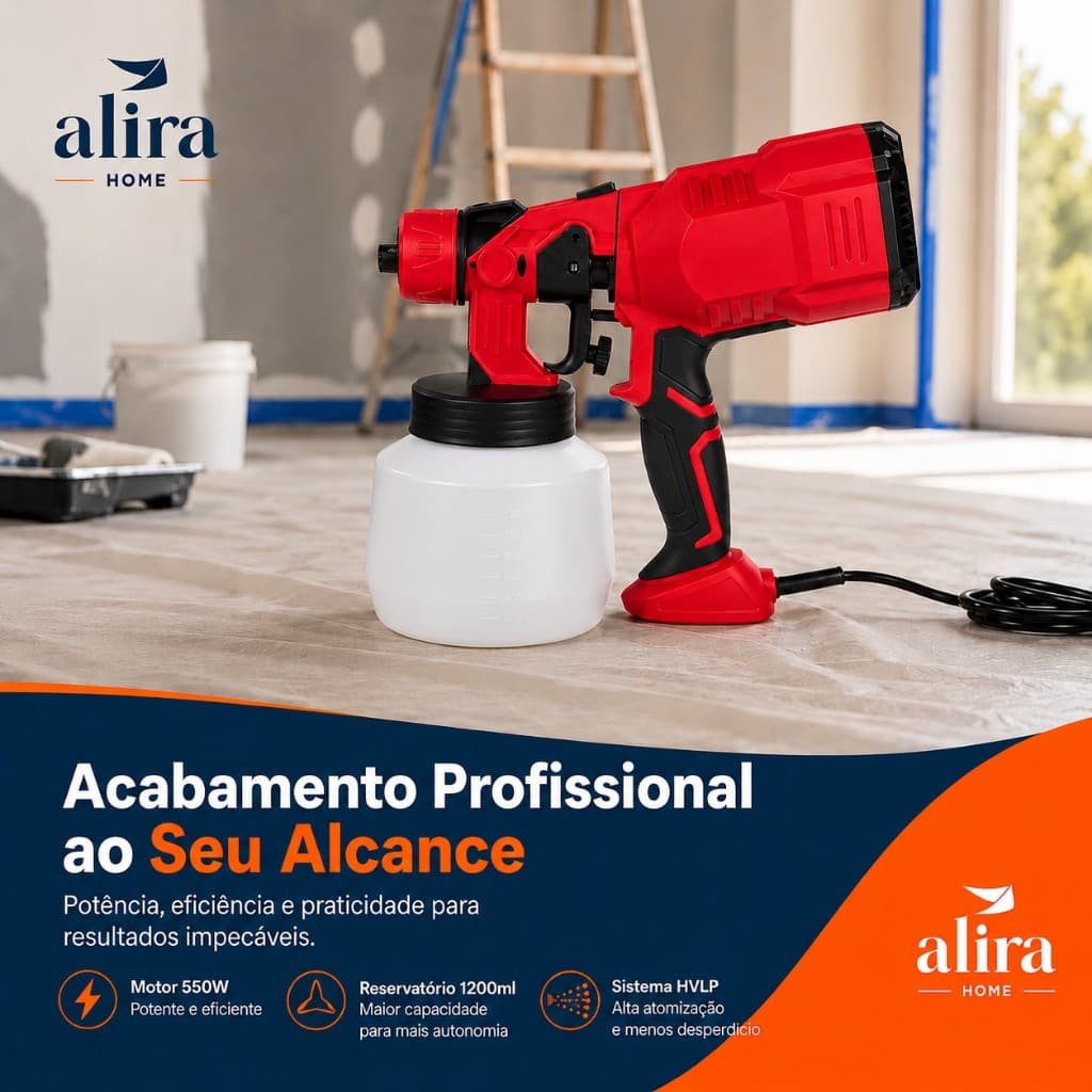 Pistola de Pintura HVLP 500W Pulverizador de Tinta Alira Home