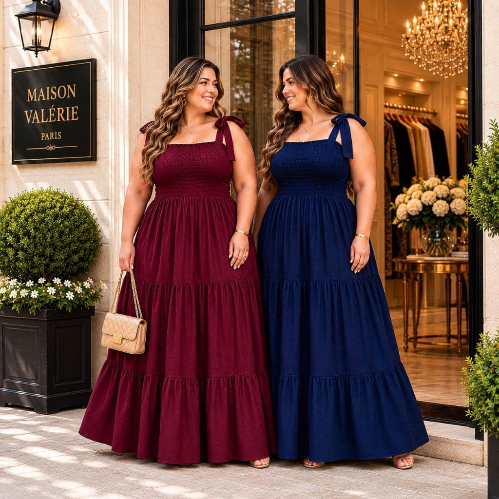 Kit 2 vestido longo plus size alças de amarrar corpo lastex modelo três marias soltinho verão