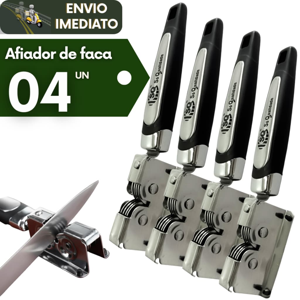 Kit 4 Afiador Afia Amolador De Facas Amola Inox Profissional Manual Portatil Cozinha Churrasco