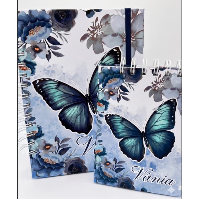 Caderno de anotações Personalizado 💙 Borboleta Azul - 2026