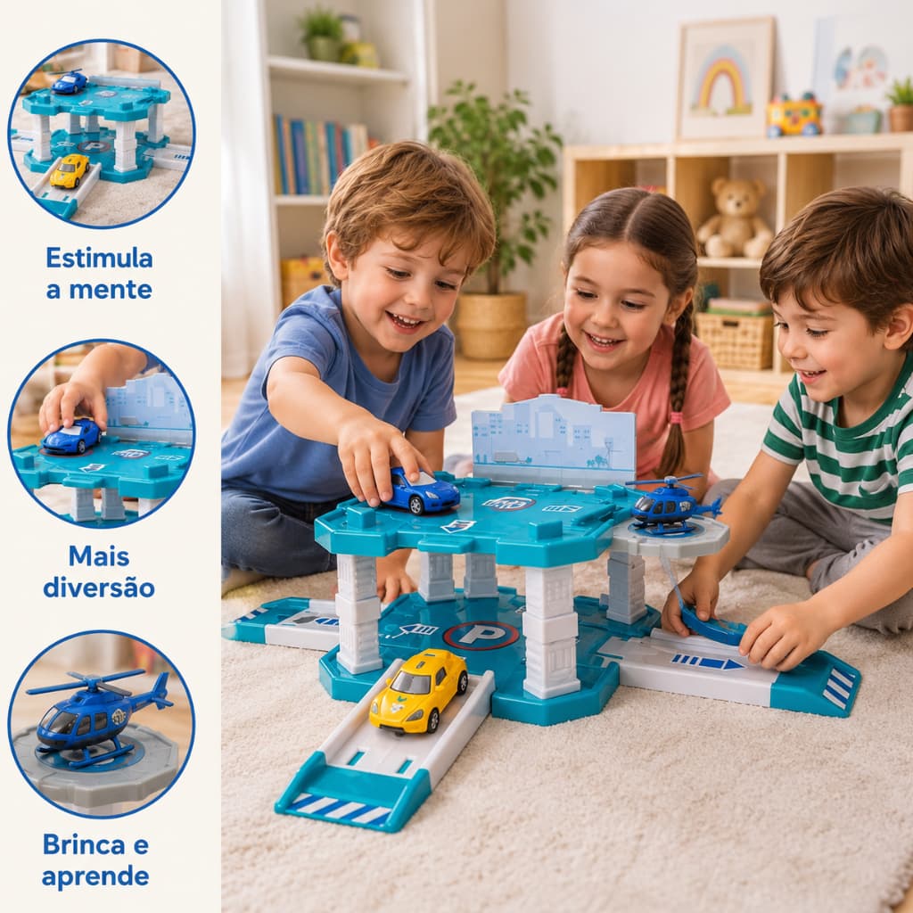 Pista Corrida Infantil Estacionamento Garagem Carrinhos Rápidos Pistas Modulares Diversão Criativa