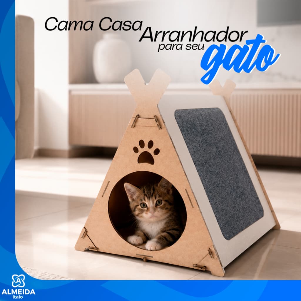 Casa Cama Toca Cabana Arranhador Gato Brinquedo Facilidade Montagem Conforto