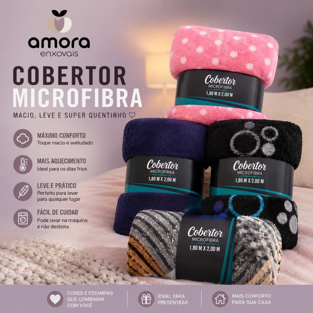 Cobertor Microfibra Solteiro 1,80x2,00 Manta Macia Aveludada Quentinha Antialérgica Diversas Estampas