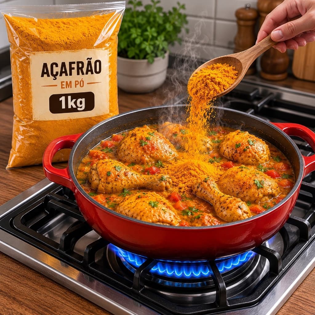 Açafrão em Pó 1kg Premium Tempero Natural Cúrcuma Alto Rendimento