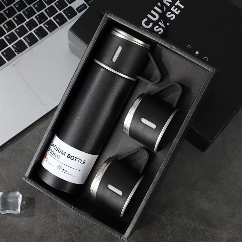 Premium Garrafa Térmica Aço Inoxidável + 3 Xícaras – Ideal para Viagem/Escritório