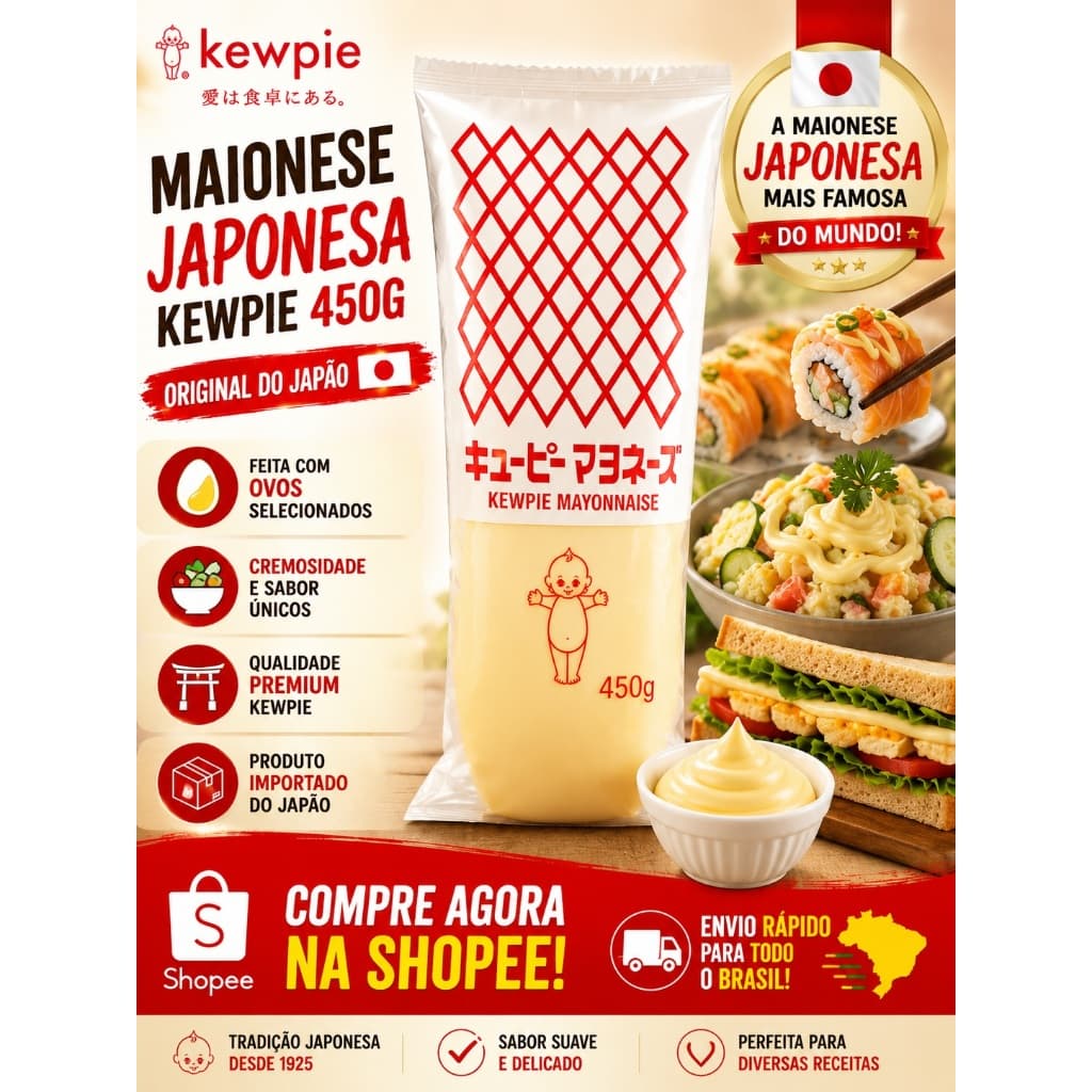Maionese Kewpie 450g  Especial Para Sushi Japonesa do Japão