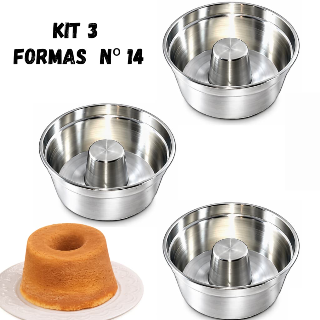 KIT 3 Formas para Bolo com furo,16cm Pudim bolo Torta Suíça