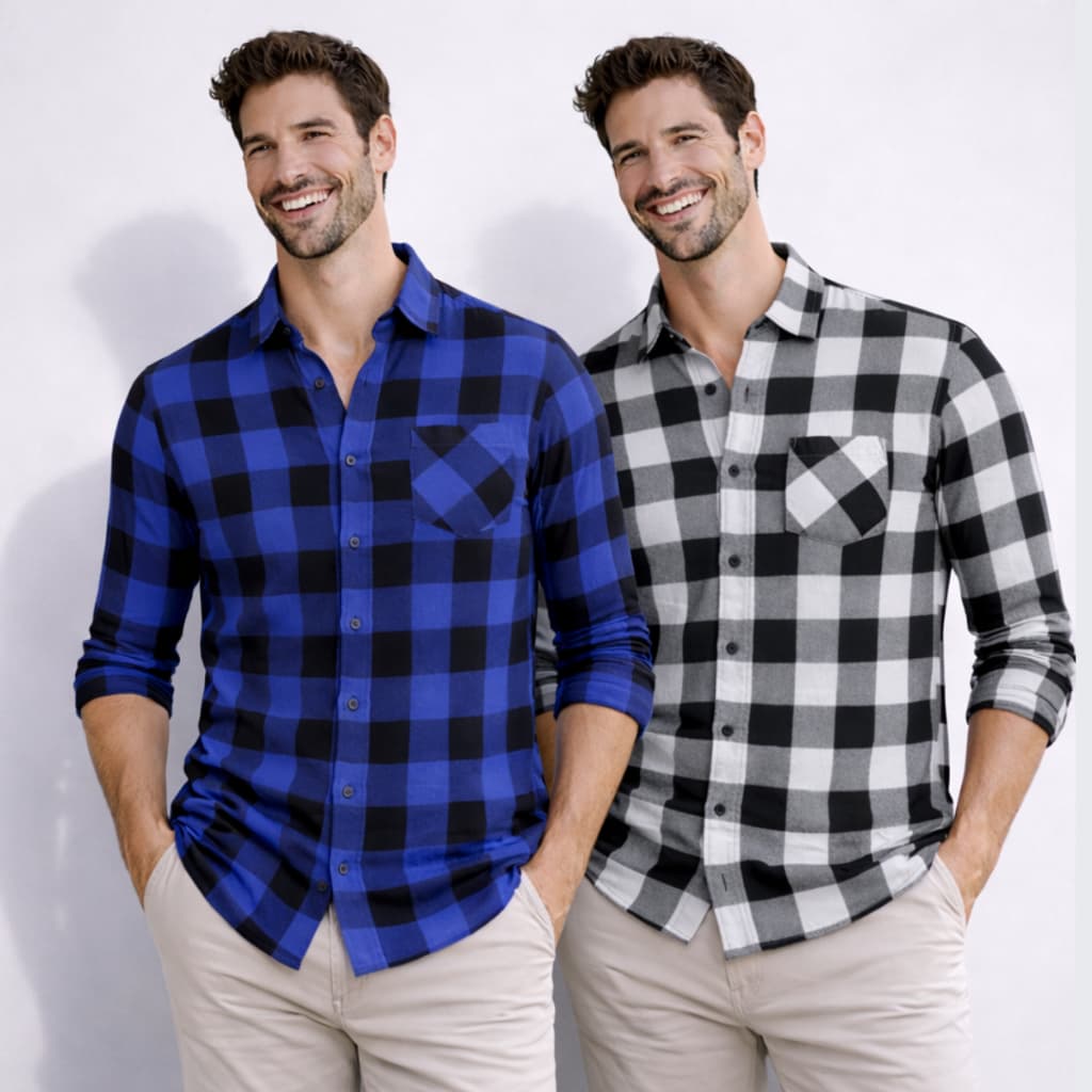 Kit 2 Camisa Xadrez Masculina Manga Longa