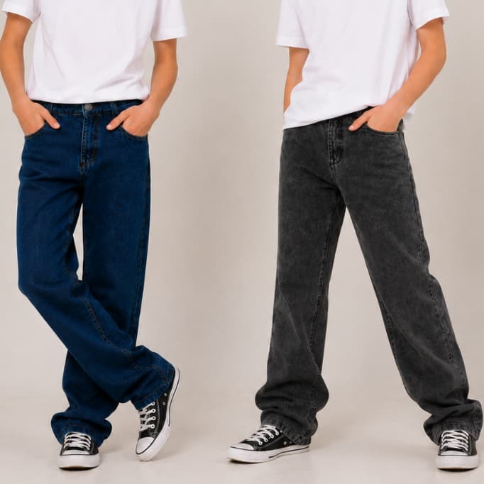 Calça reta marmorizada juvenil menino modinha premium jeans com elastano