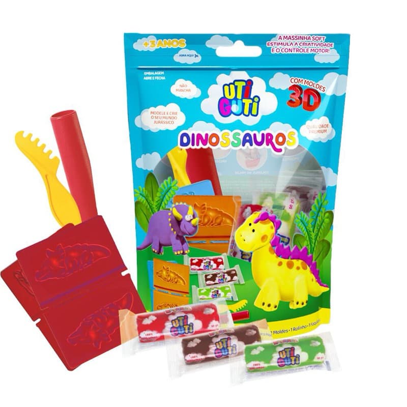 🦖 Massinha Uti Guti Dinossauro com Moldes 3D – Diversão e Criatividade para as Crianças! 🦕