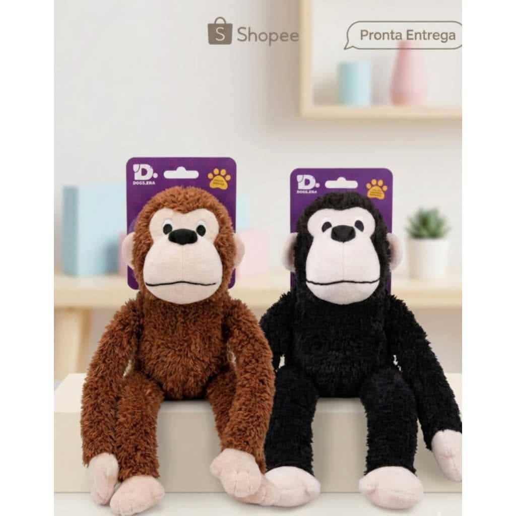 Brinquedo Macaco Pet Pelúcia Resistente Para Cachorro Com Apito Embutido Divertida