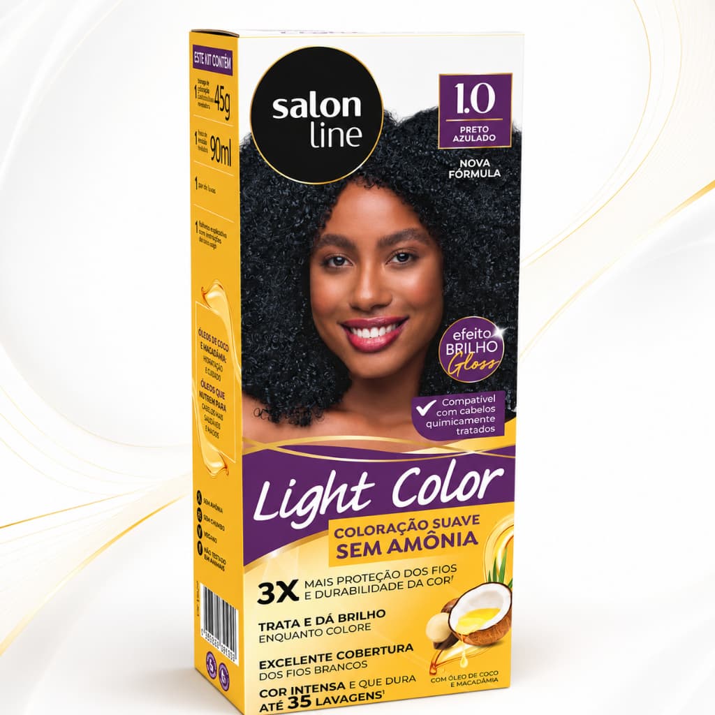 Coloração Light Color Profissional Salon Live Preto Azulado 1.0 Sem Amônia