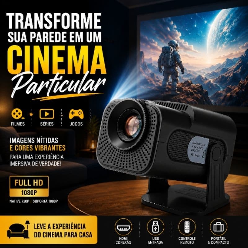 Projetor HY320 Mini LED Portátil Suporta Full HD 1080p HDMI USB Cinema em Casa Preto