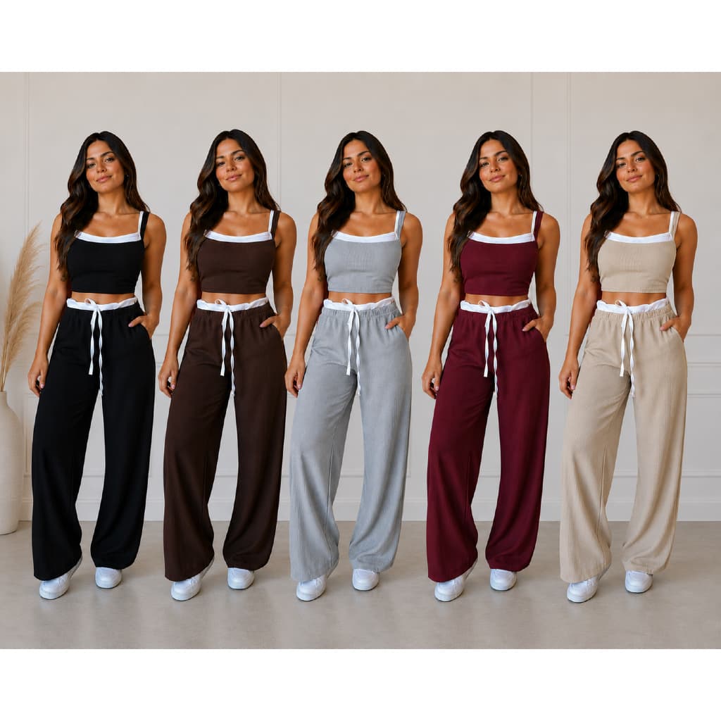Conjunto Feminino Alcinha e calça anarruga tamanho unico